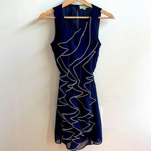 Chi Chi London Front Ruffle Navy Mini Dress - size S
